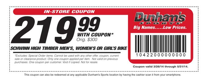 Dunhams Sports: $219.99 Schwinn Bike Printable Coupon
