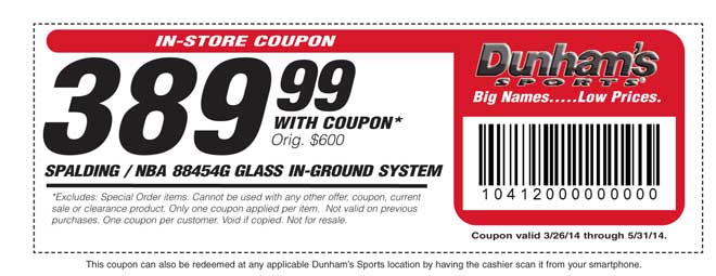 Dunhams Sports: $389.99 Spalding System Printable Coupon