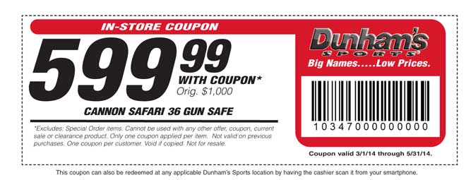 Dunhams Sports: $599.99 Cannon Gun Safe Printable Coupon