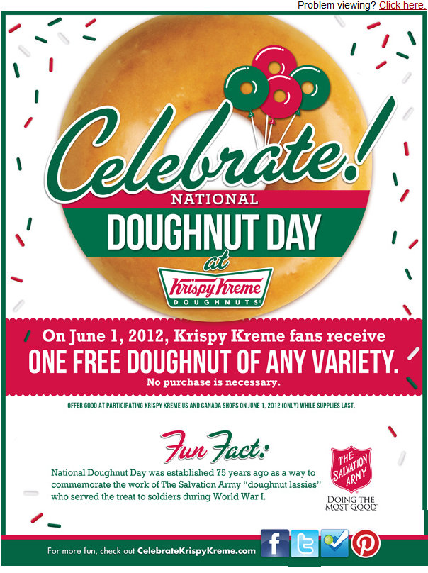 Krispy Kreme: Free Doughnut Printable Coupon