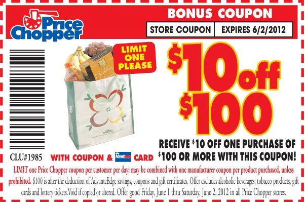 Price Chopper 10 off 100 Printable Coupon