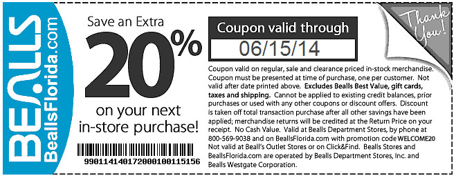 Bealls Department Store Promo Coupon Codes and Printable Coupons