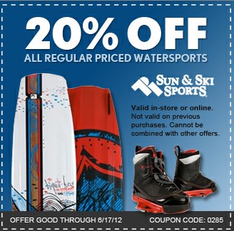 Sun & Ski Sports: 20% off Watersports Printable Coupon