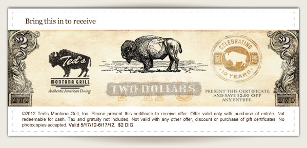 Teds Montana Grill Promo Coupon Codes and Printable Coupons