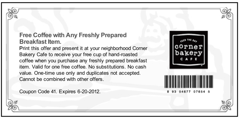 Corner Bakery Cafe: Free Coffee Printable Coupon