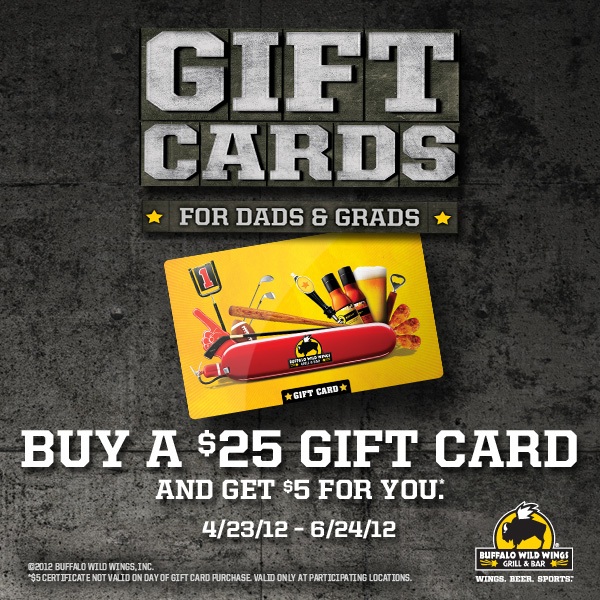 Buffalo Wild Wings: Free $5 Gift Card Printable Coupon