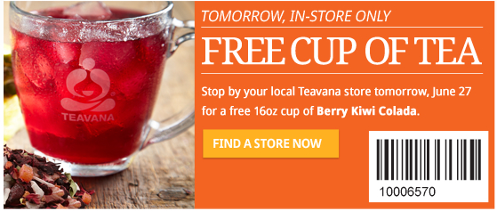 Teavana: Free Cup of Tea Printable Coupon