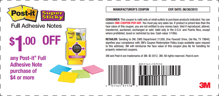 3M: $1 off Post-it Printable Coupon