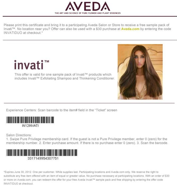 Aveda: Free Sample Pack Printable Coupon