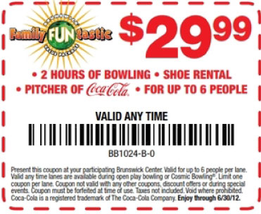 Brunswick Bowling: $29.99 Family Bowling Printable Coupon