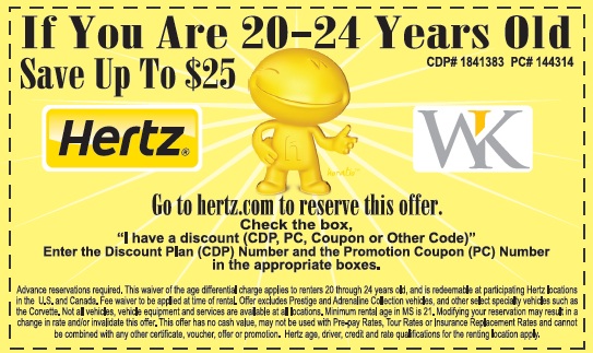 Hertz: $25 off Printable Coupon