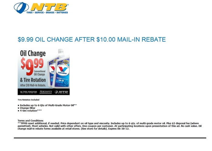 Merchant's Tire & Auto Centers: $9.99 Oil Change Printable Coupon
