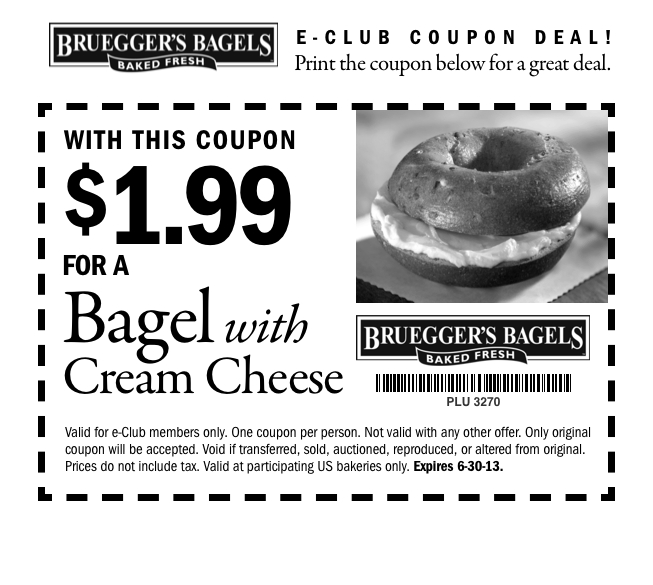 Bruegger's Bagels: $1.99 Bagel Printable Coupon