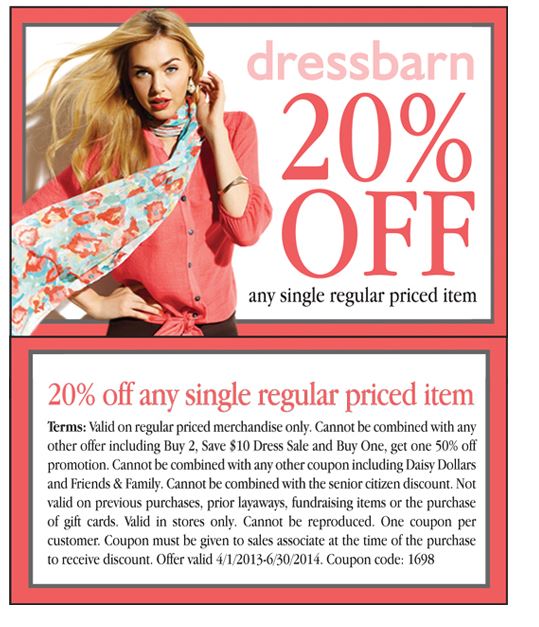 Dress Barn: 20% off Item Printable Coupon