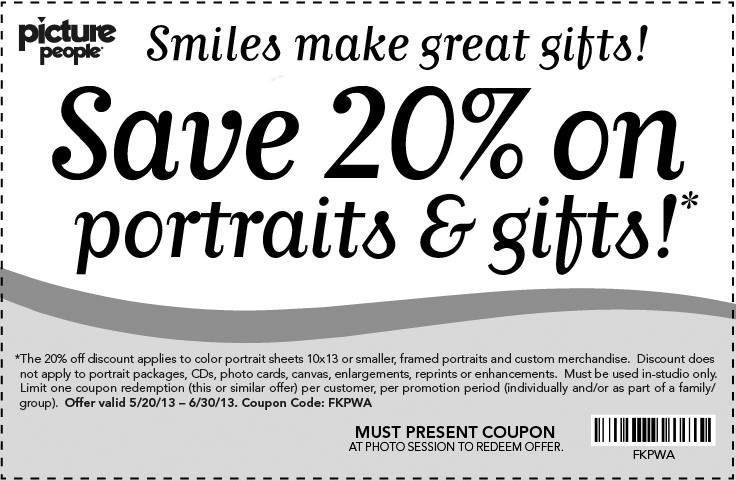 Picture People: 20% off Portraits Printable Coupon