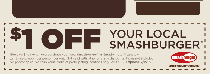 Smashburger: $1 off Printable Coupon