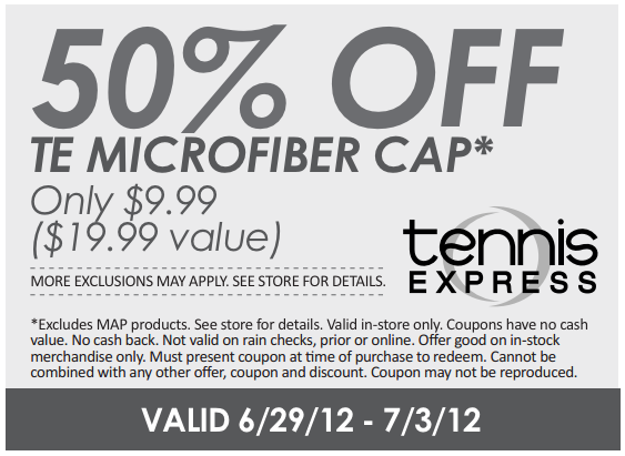 Tennis Express: 50% off Microfiber Cap Printable Coupon
