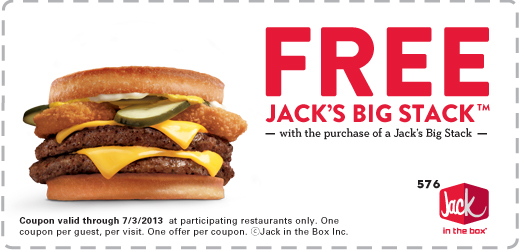 Jack in the Box: Free Big Stack Printable Coupon