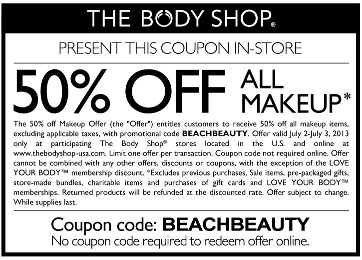 The Body Shop: 50% off Makeup Printable Coupon
