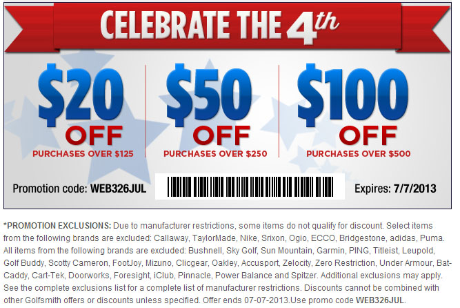 Golfsmith Promo Coupon Codes and Printable Coupons