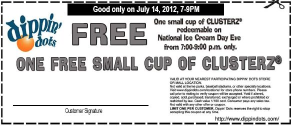 Dippin' Dots: Free Small Cup of Clusterz Printable Coupon
