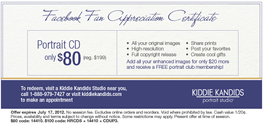Kiddie Kandids: $80 Portraid CD Printable Coupon