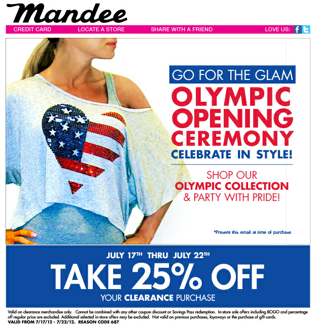 Mandee: 25% off Clearance Printable Coupon