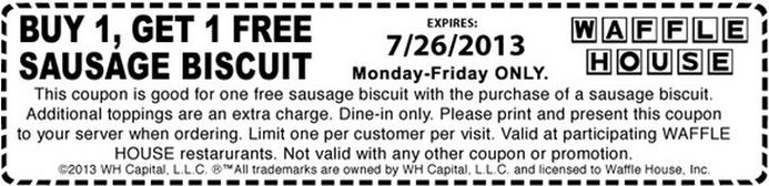 Waffle House: BOGO Free Biscuit Printable Coupon