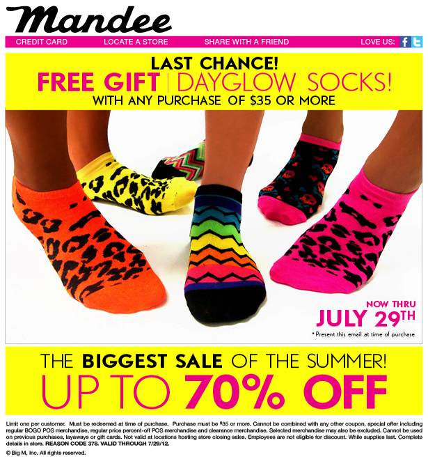 Mandee: Free Socks Printable Coupon