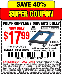 Harbor Freight Tools 17 99 Mover S Dolly Printable Coupon