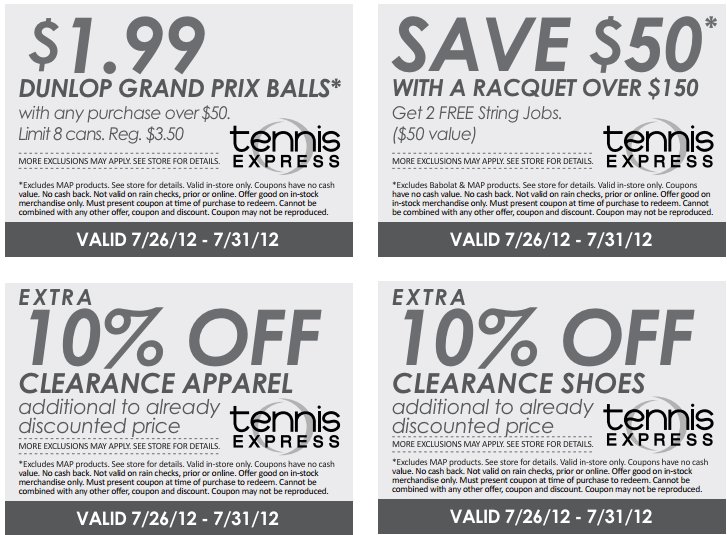 Tennis Express: 4 Printable Coupons