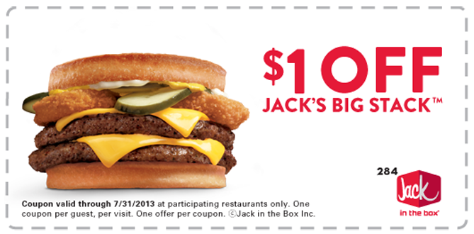 Jack in the Box: $1 off Big Stack Printable Coupon