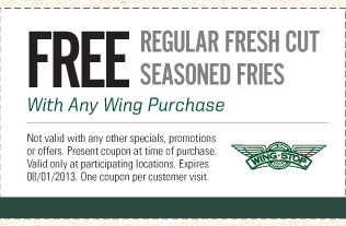 Wingstop: Free Fries Printable Coupon