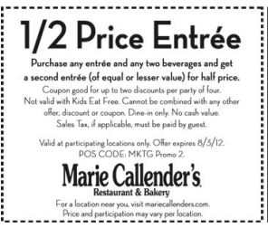 Marie Callenders: BOGo 50% off Entree Printable Coupon