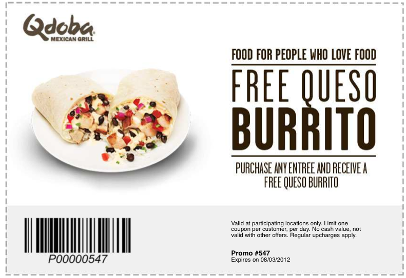 Qdoba: Free Queso Burrito Printable Coupon