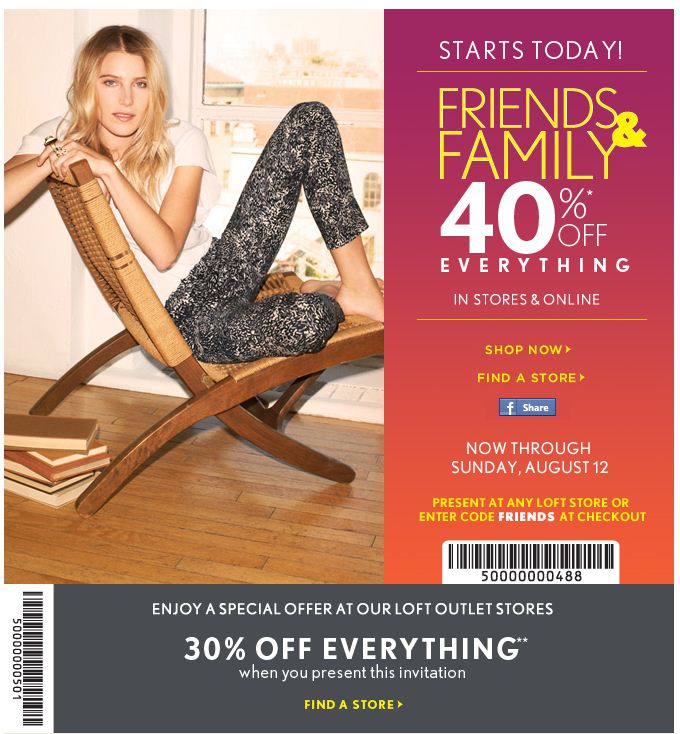 LOFT Outlet: 30% off Printable Coupon