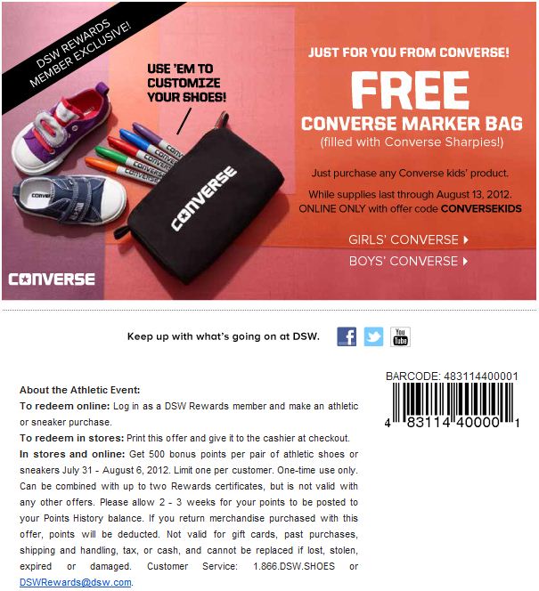 Converse Promo Coupon Codes and Printable Coupons