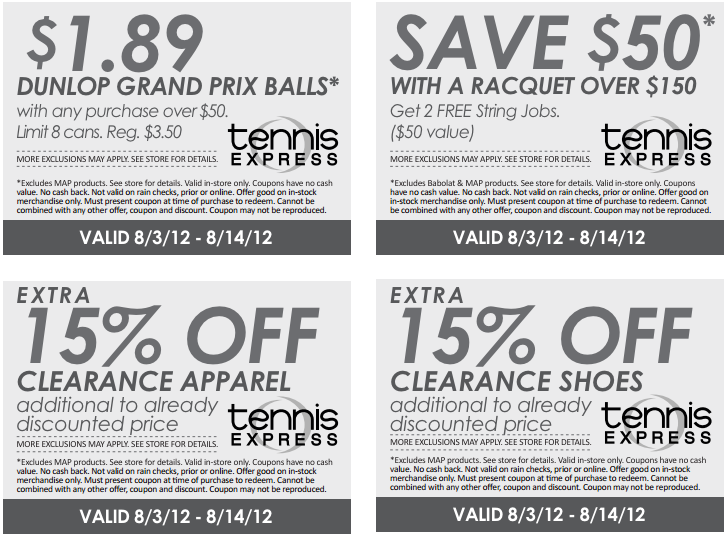 Tennis Express: 4 Printable Coupons