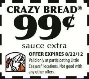 Little Caesars: $.99 Crazy Bread Printable Coupon