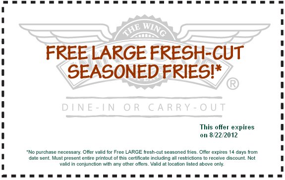 WingStop: Free Large Fries Printable Coupon