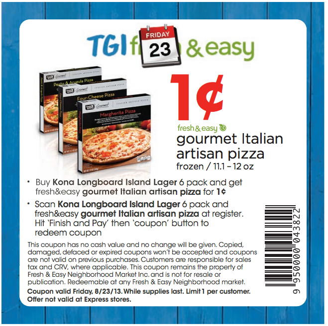 Fresh & Easy: $.01 Gourmet Italian Pizza Printable Coupon