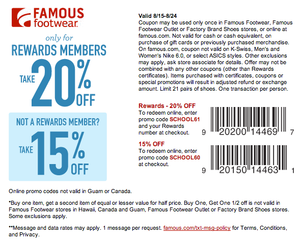 Famous Footwear Promo Coupon Codes and Printable Coupons