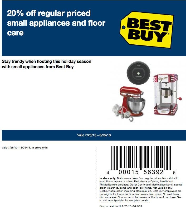 Best Buy: 20% off Small Appliances Printable Coupon