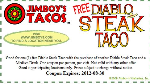 Jimboys: Free Diablo Steak Taco Printable Coupon
