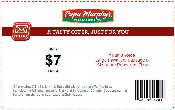 Papa Murphy's Promo Coupon Codes and Printable Coupons