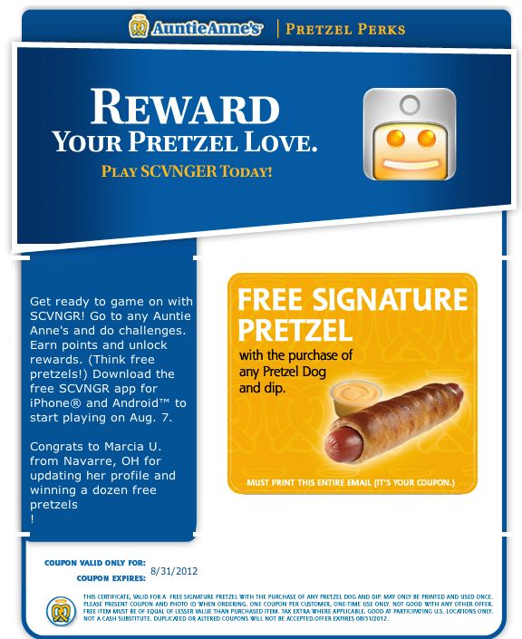 Auntie Annes Promo Coupon Codes and Printable Coupons