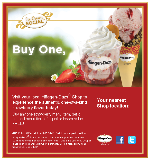 Haagen Dazs Promo Coupon Codes and Printable Coupons