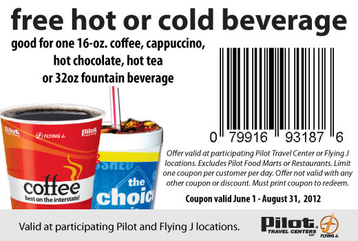 Pilot Travel Centers: Free Beverage Printable Coupon