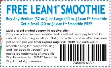 Smoothie King Promo Coupon Codes and Printable Coupons