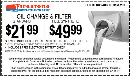 Firestone Complete Auto Care: Oil Change Printable Coupons